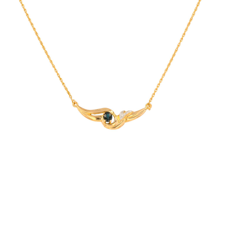 Collier vintage saphir 0.35 carat or jaune 4.06g Comme neuf -  reconditionné disponible sur Gemme Les Bijoux